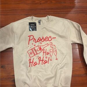 Gildan Beige Sweatshirt with Red Print